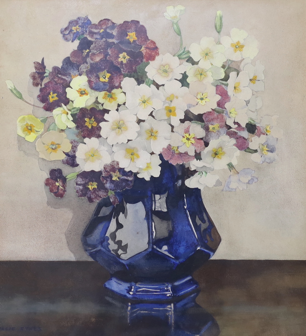 Dorcie Sykes (1908-1998), watercolour, Still life of flowers in a vase, signed, Harrods Ltd. label verso, 34 x 31cm